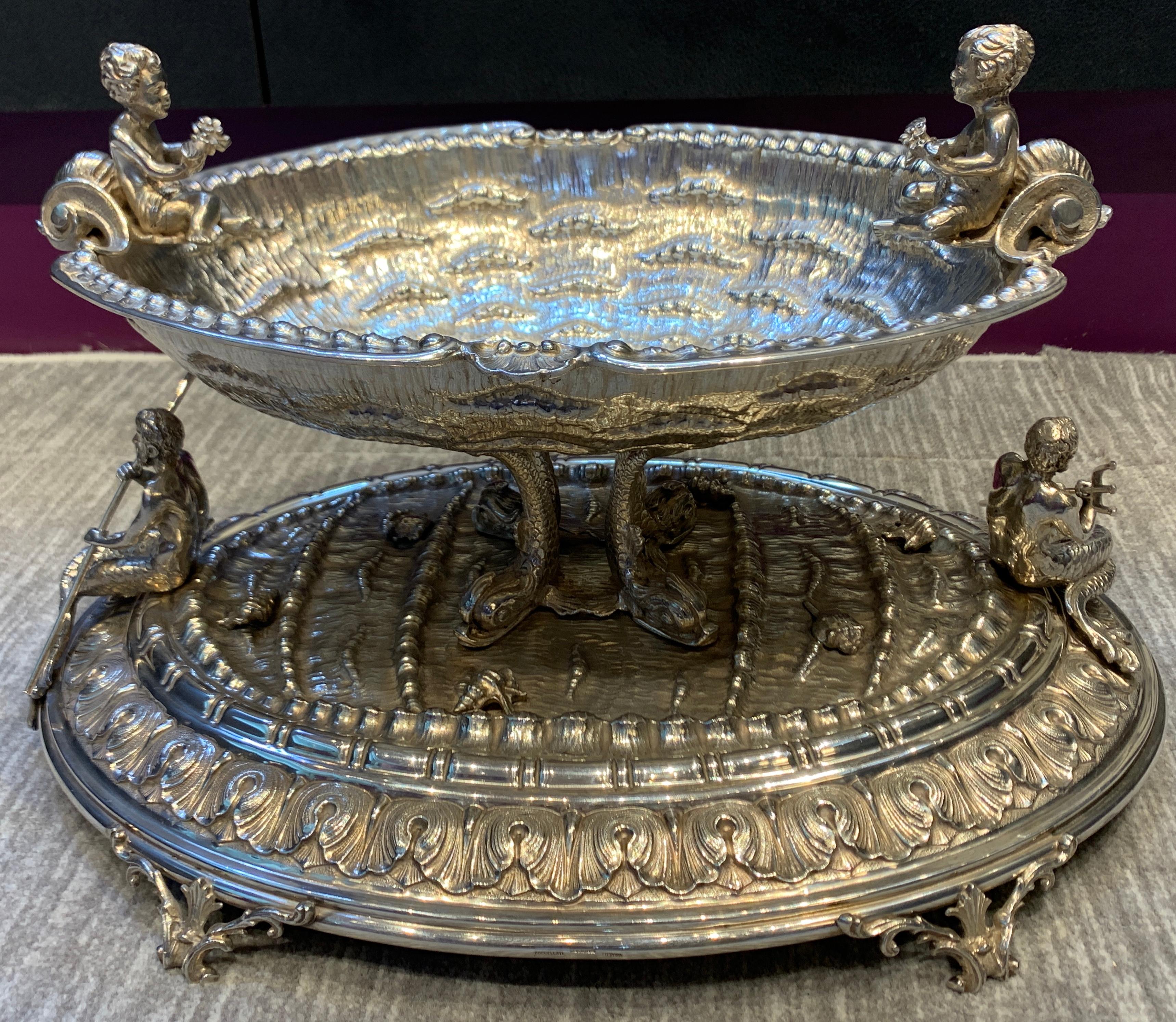 Exceptional Nautical Themed Silver Centerpiece by Buccellati For Sale 2