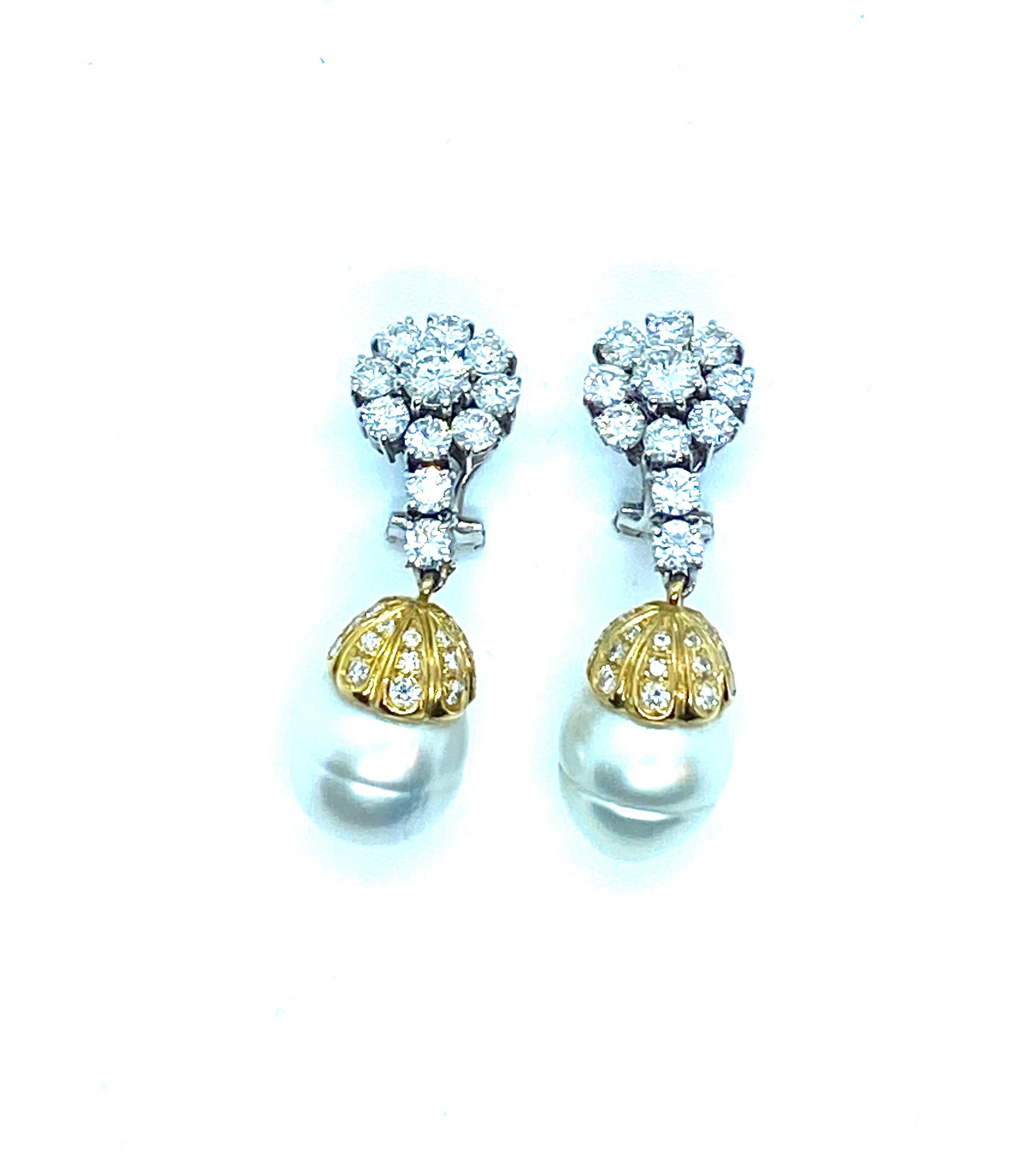 Außergewöhnliche Perlen und Diamanten Halskette und Anhänger Ohrringe Set im Angebot 3