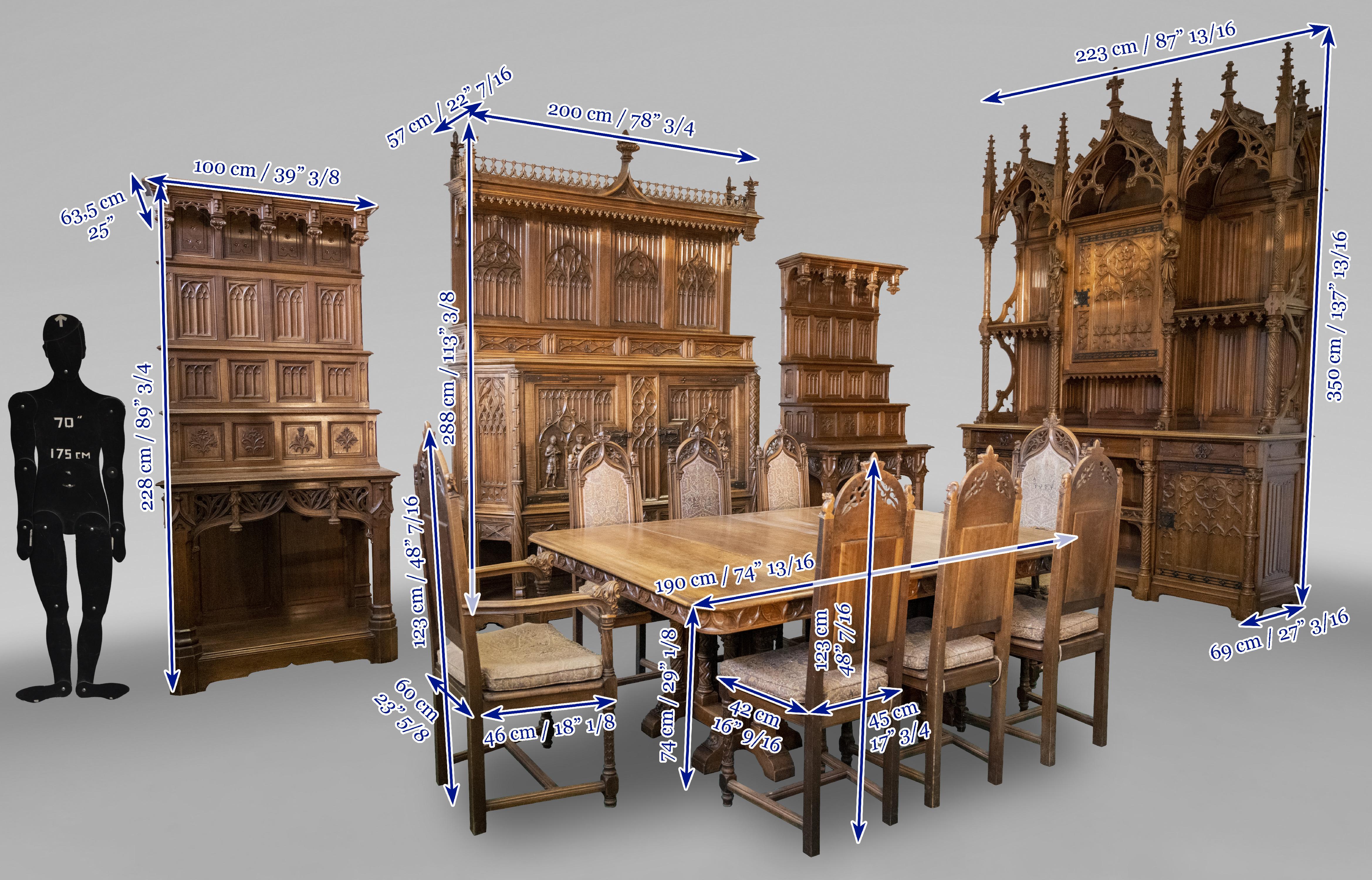 Exceptional Neo Gothic Dining Room Set For Sale 9