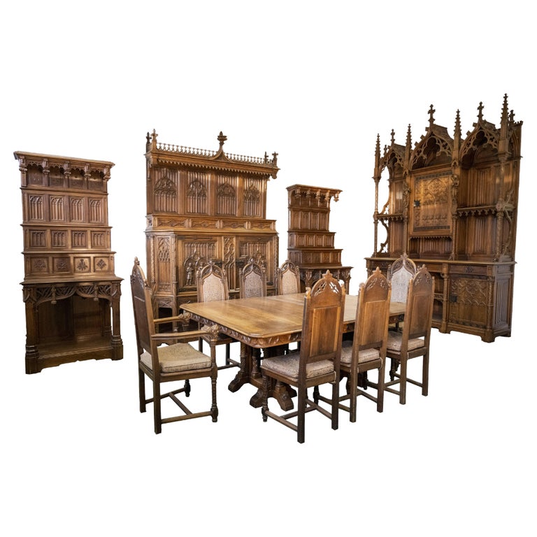 Exceptional Neo Gothic Dining Room Set For Sale at 1stDibs