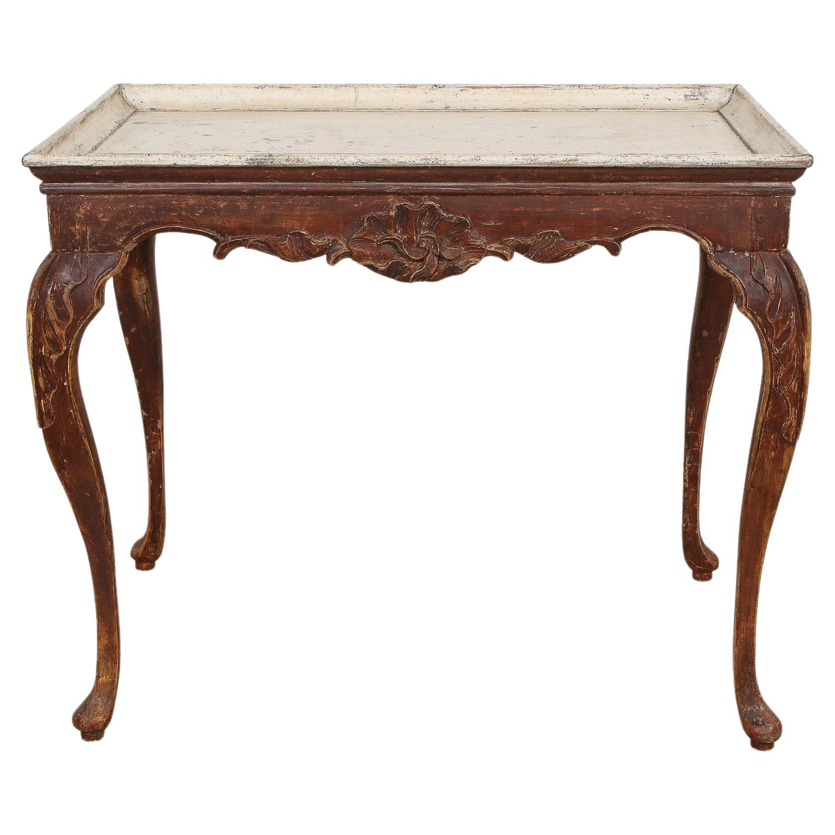 Exceptionnelle table à plateau rococo norvégienne, origine : Norvège, vers 1760-1785