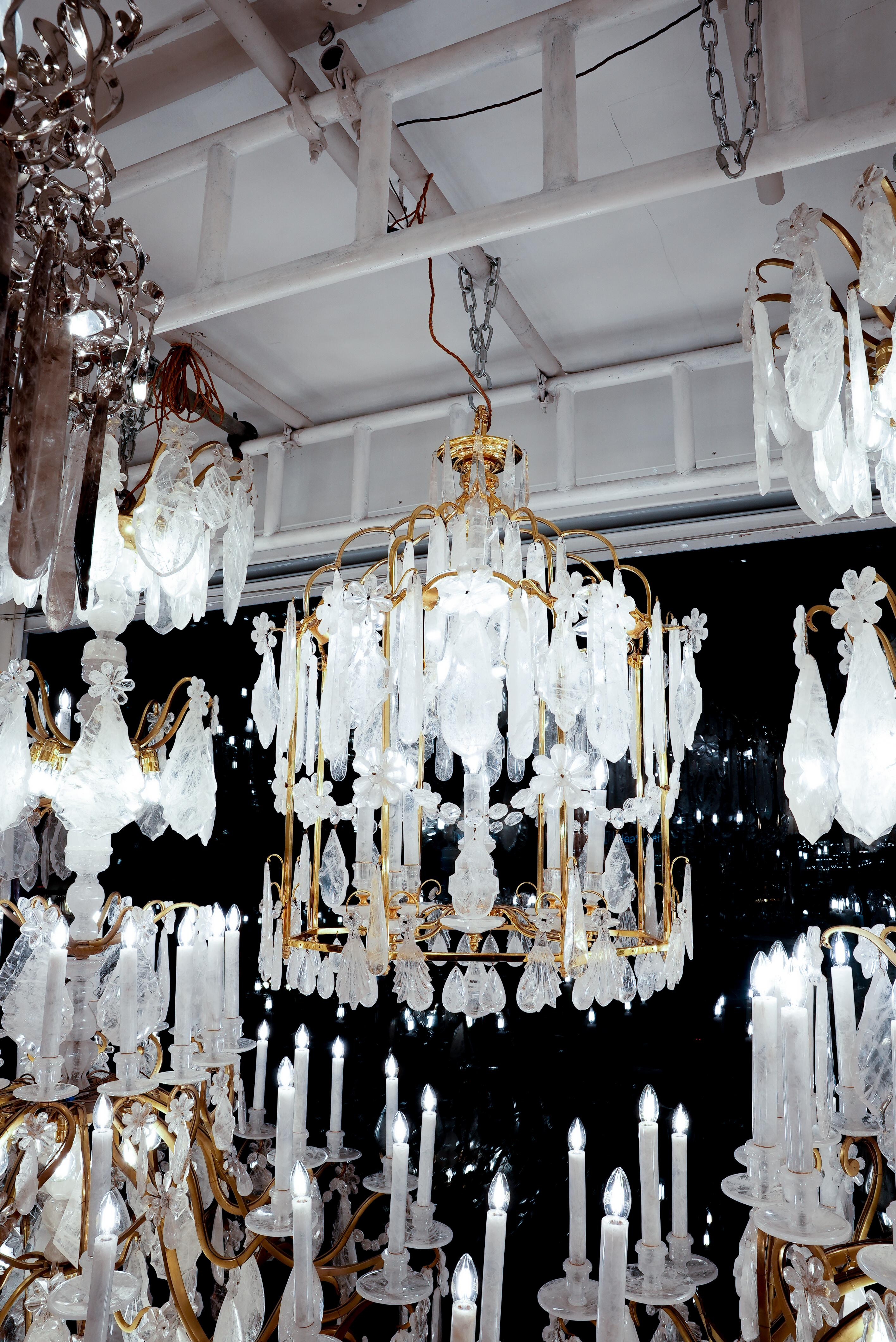 Britannique Exceptionnel de  lanternes en cristal de roche H120cm L80cm en vente