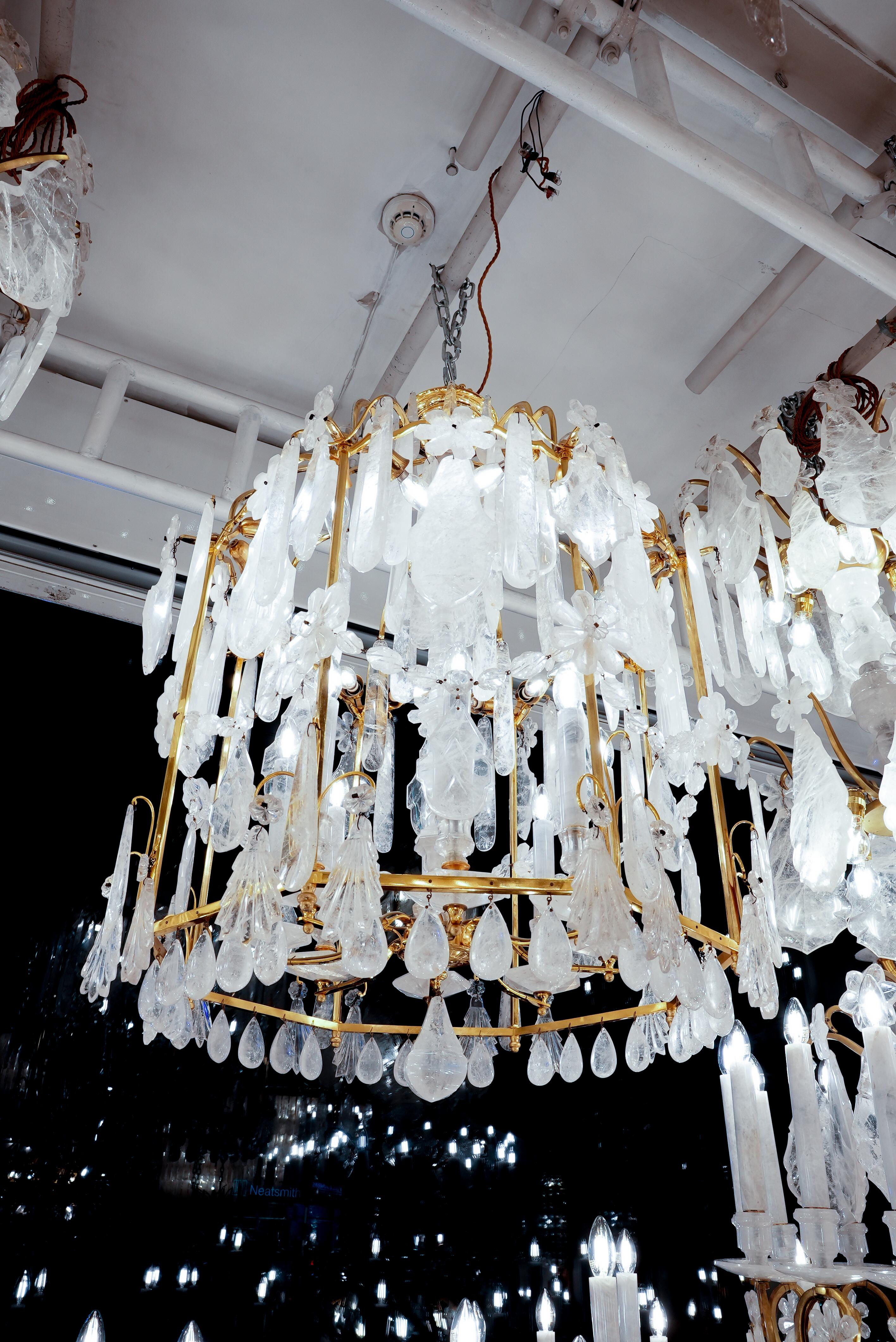 Laiton Exceptionnel de  lanternes en cristal de roche H120cm L80cm en vente