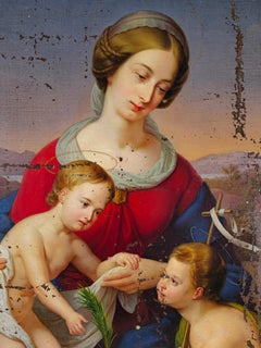 Exceptional Oil Painting of the Virgin and Child with the Infant Saint John
