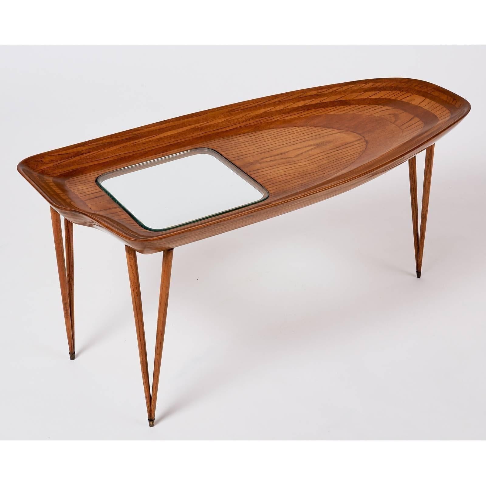 Mid-Century Modern Exceptional Organic Coffee Table in Laminated Oak, Italy, 1950s