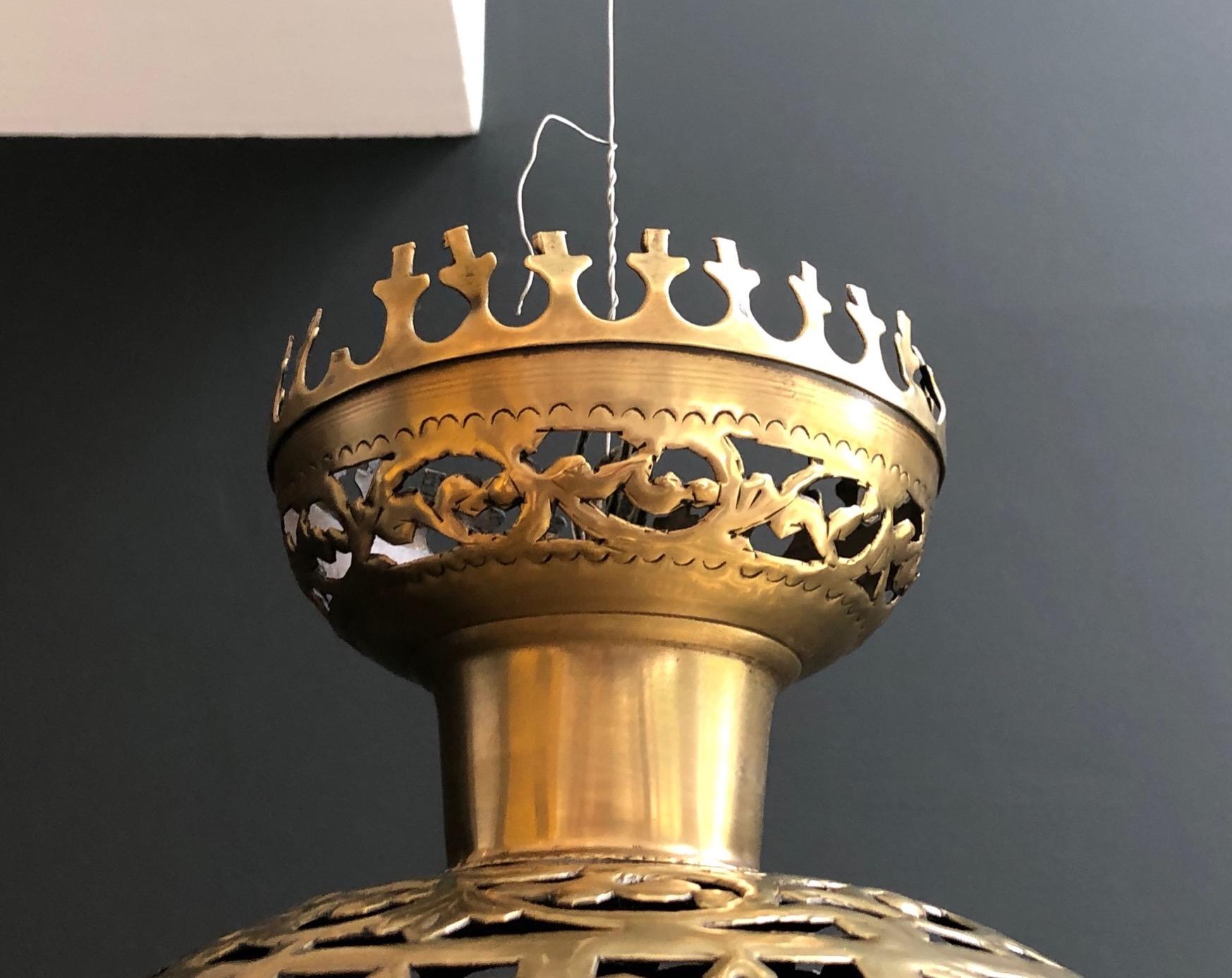 Algerian Exceptional Oriental Brass Lantern For Sale