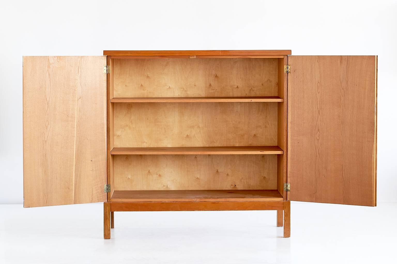 Wood Exceptional Oscar Nilsson Oak Cabinet, Sweden, 1940s