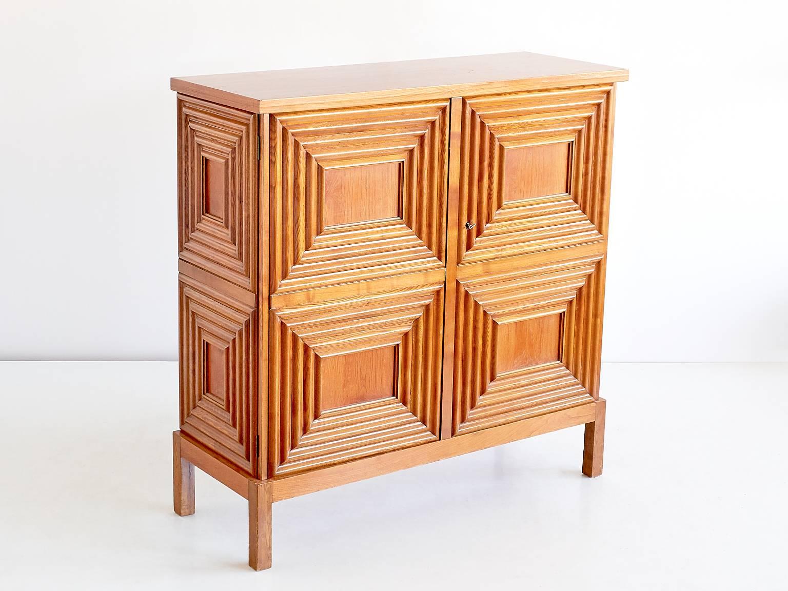 Scandinavian Modern Exceptional Oscar Nilsson Oak Cabinet, Sweden, 1940s