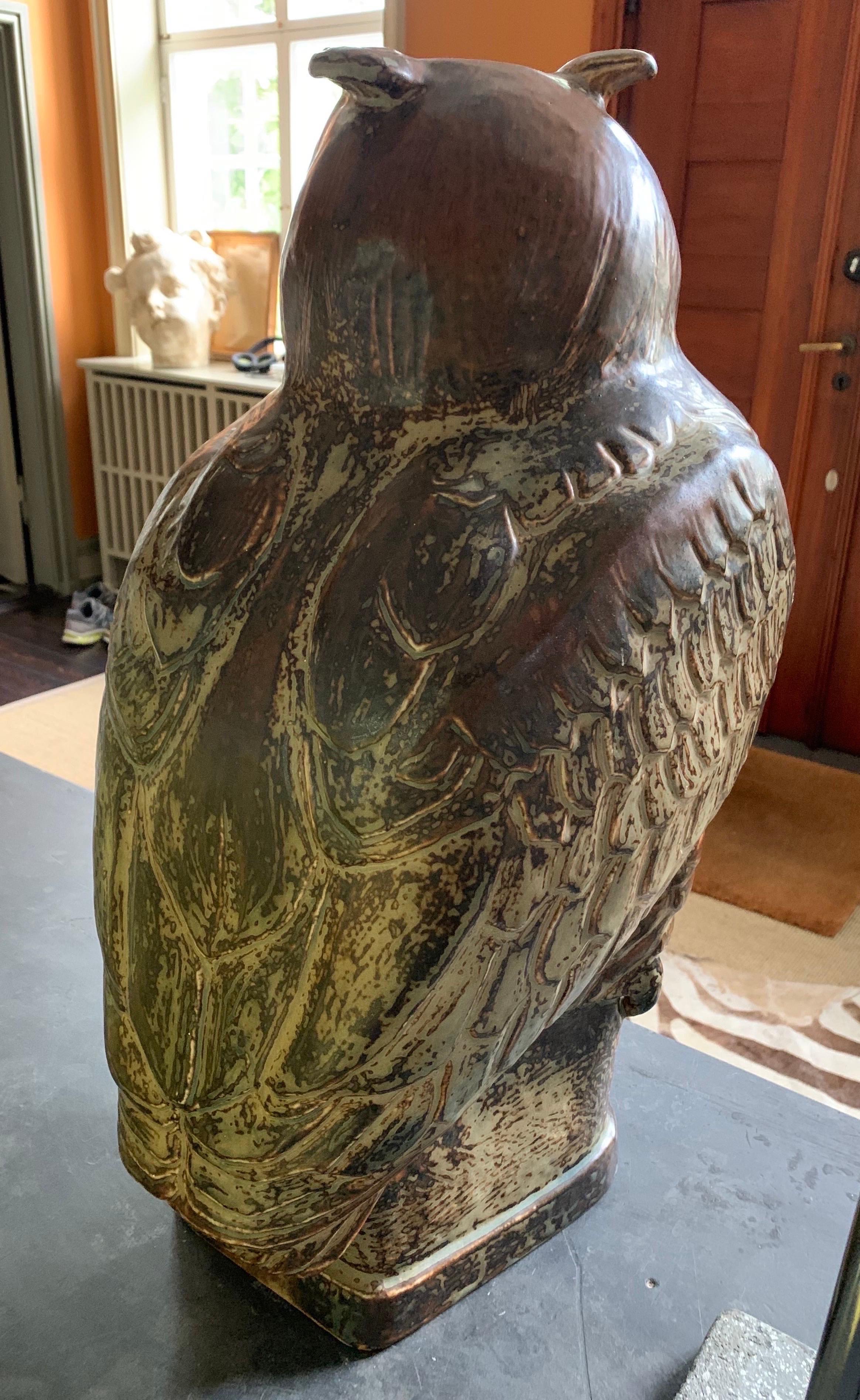 Smaltato Eccezionale gufo di Knud Kyhn per Royal Copenhagen 1965 in vendita