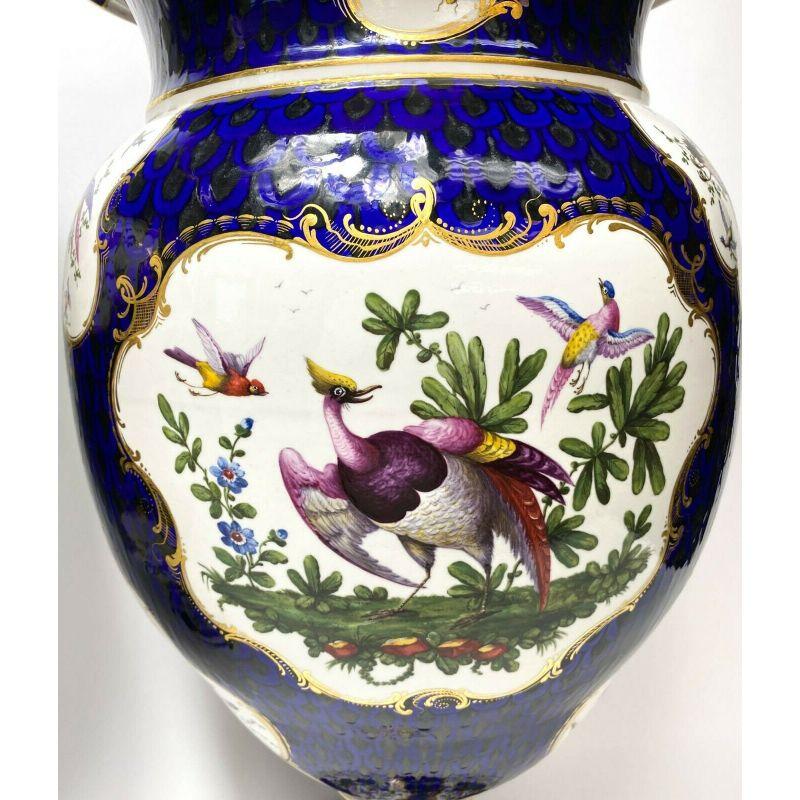 Exceptional Pair Dr. Wall Period Royal Worcester Exotic Bird Vases, C. 1770 In Excellent Condition For Sale In Gardena, CA