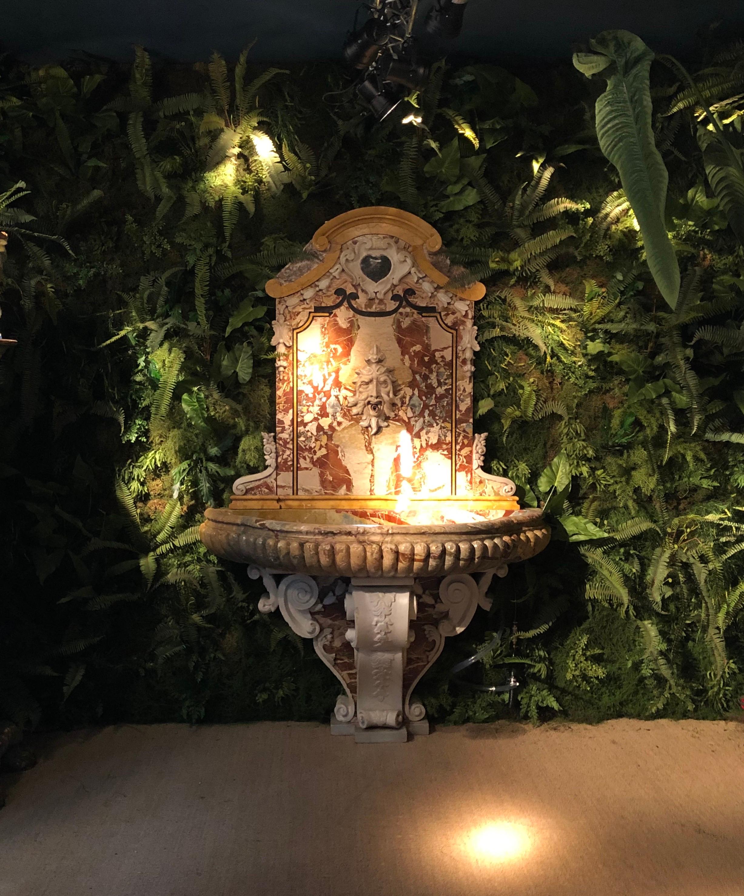 Hand-Carved Exceptional Pair Italian Antique Marble Wall Fountains For Sale