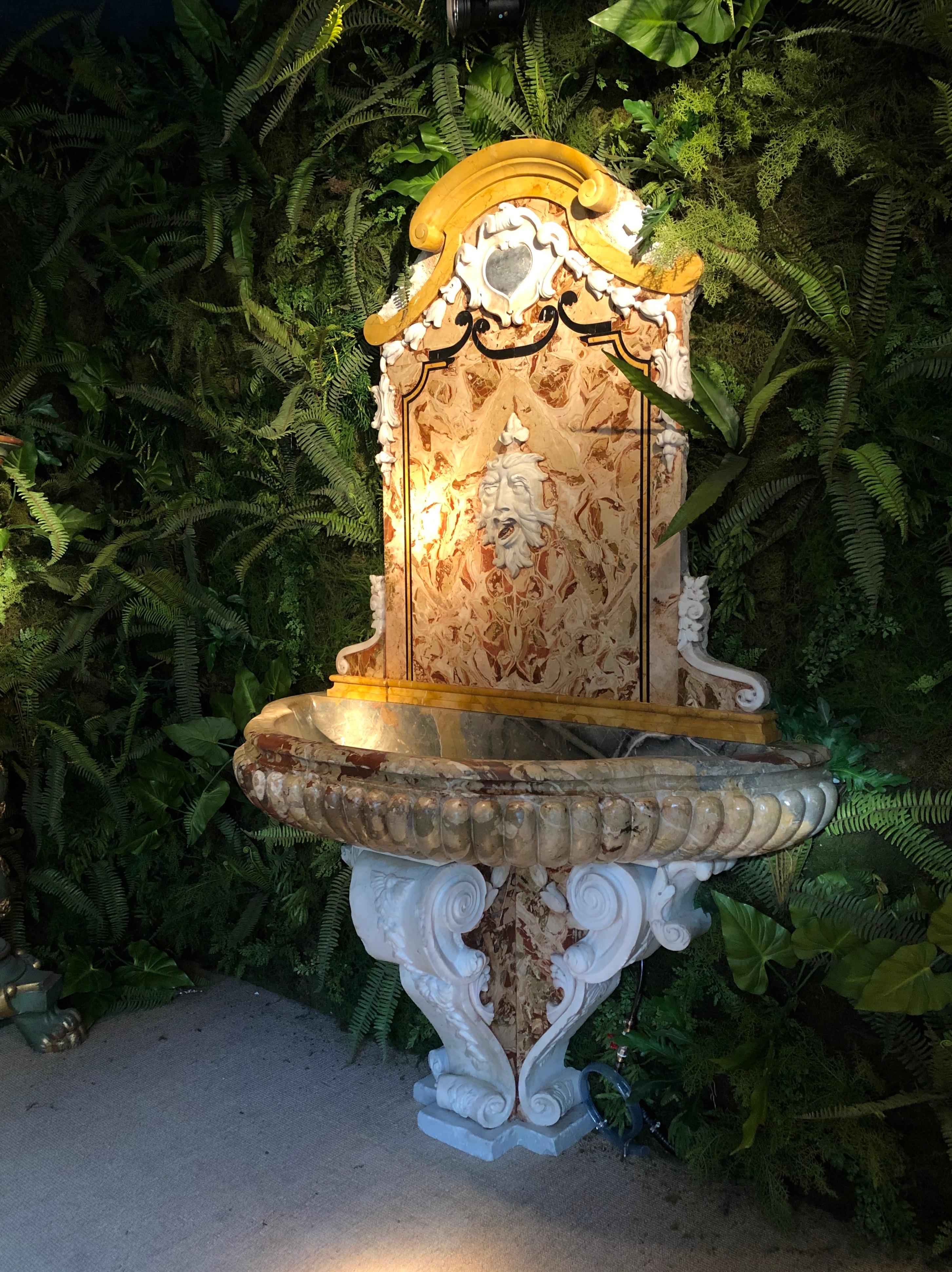 19th Century Exceptional Pair Italian Antique Marble Wall Fountains For Sale