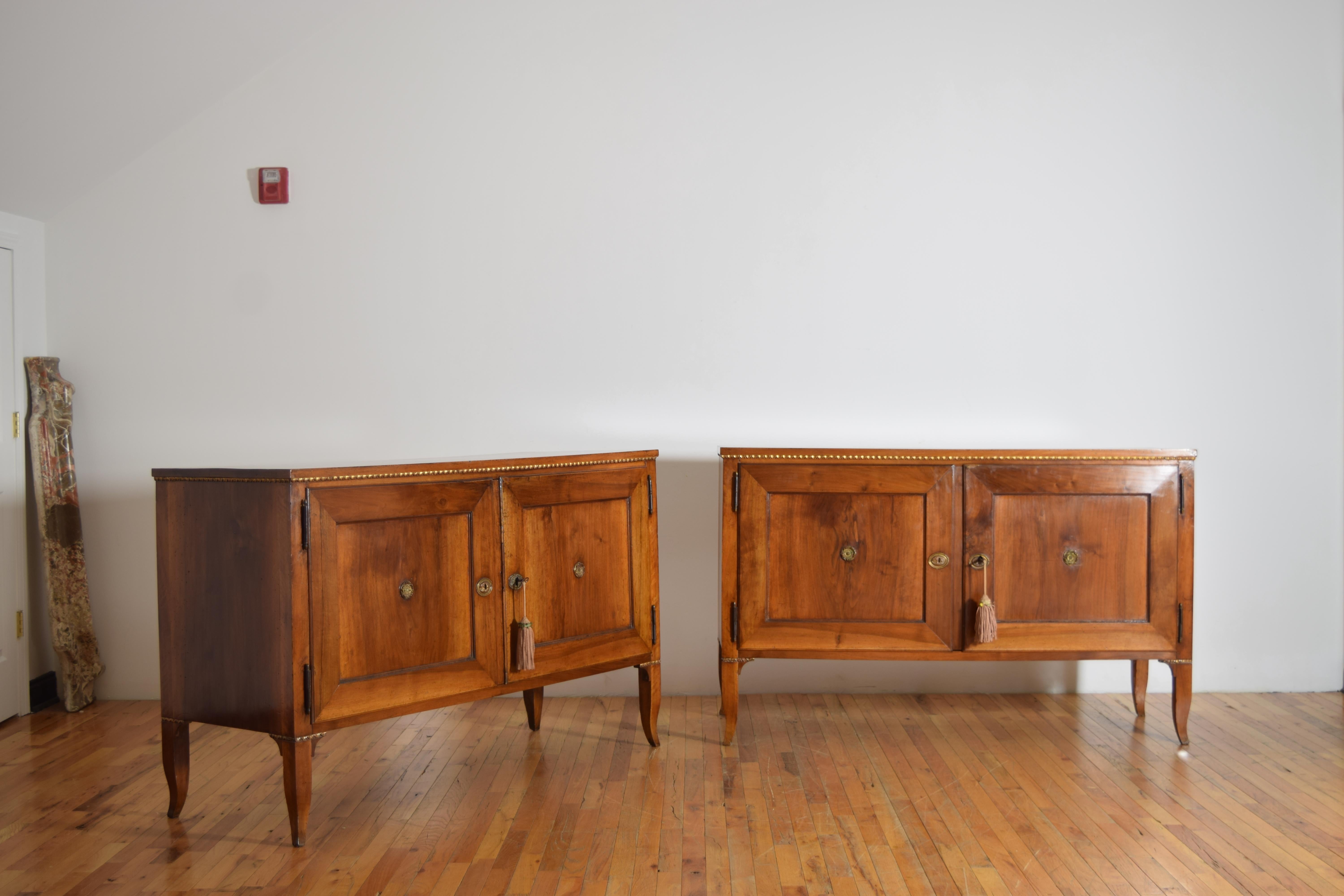 Exceptional Pair Italian, Veneto, Neoclassic Walnut & Giltwood Credenzas, c.1790 For Sale 1