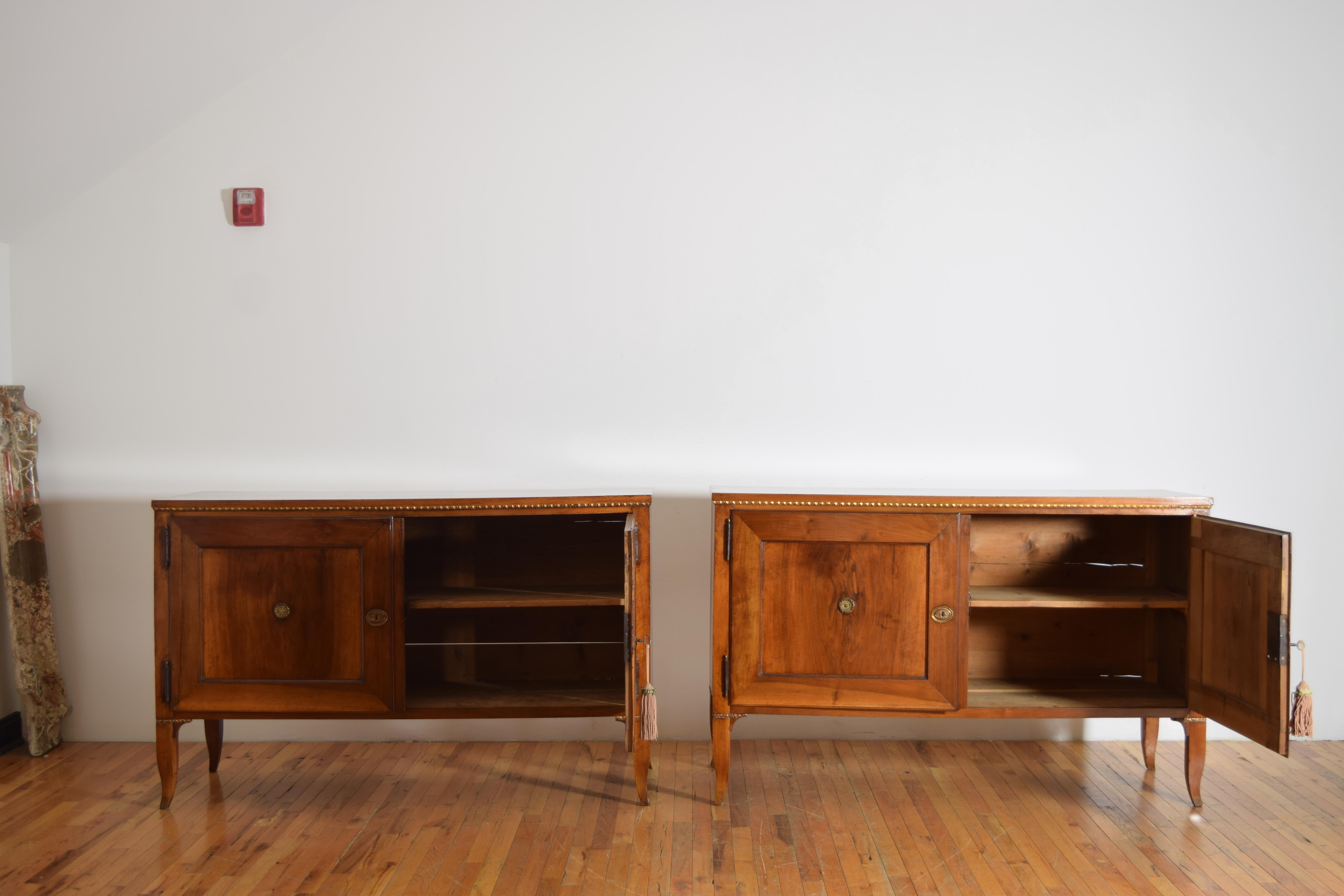 Exceptional Pair Italian, Veneto, Neoclassic Walnut & Giltwood Credenzas, c.1790 For Sale 2