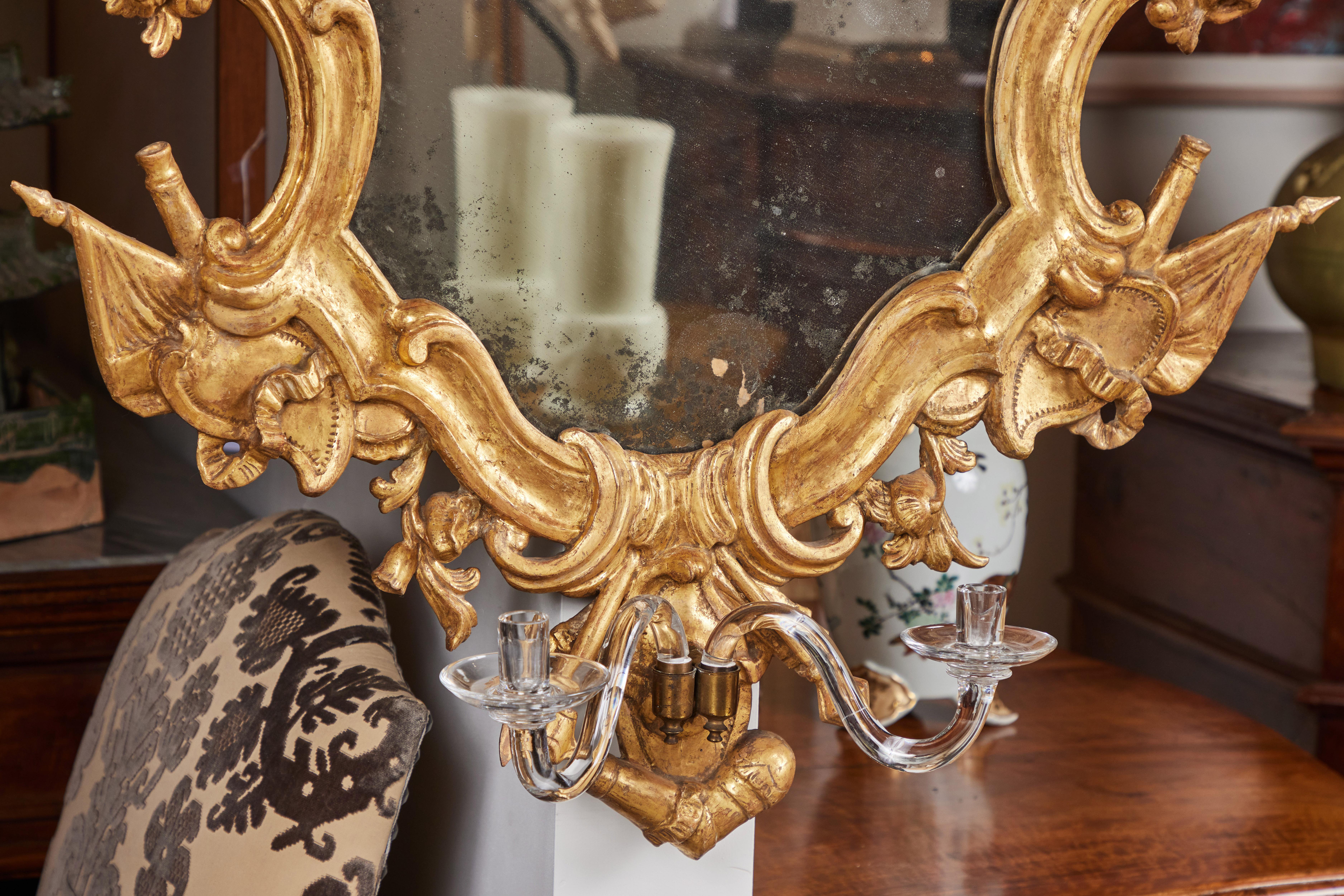 Exceptional Pair of 18th Century Girandole Mirrors For Sale 4