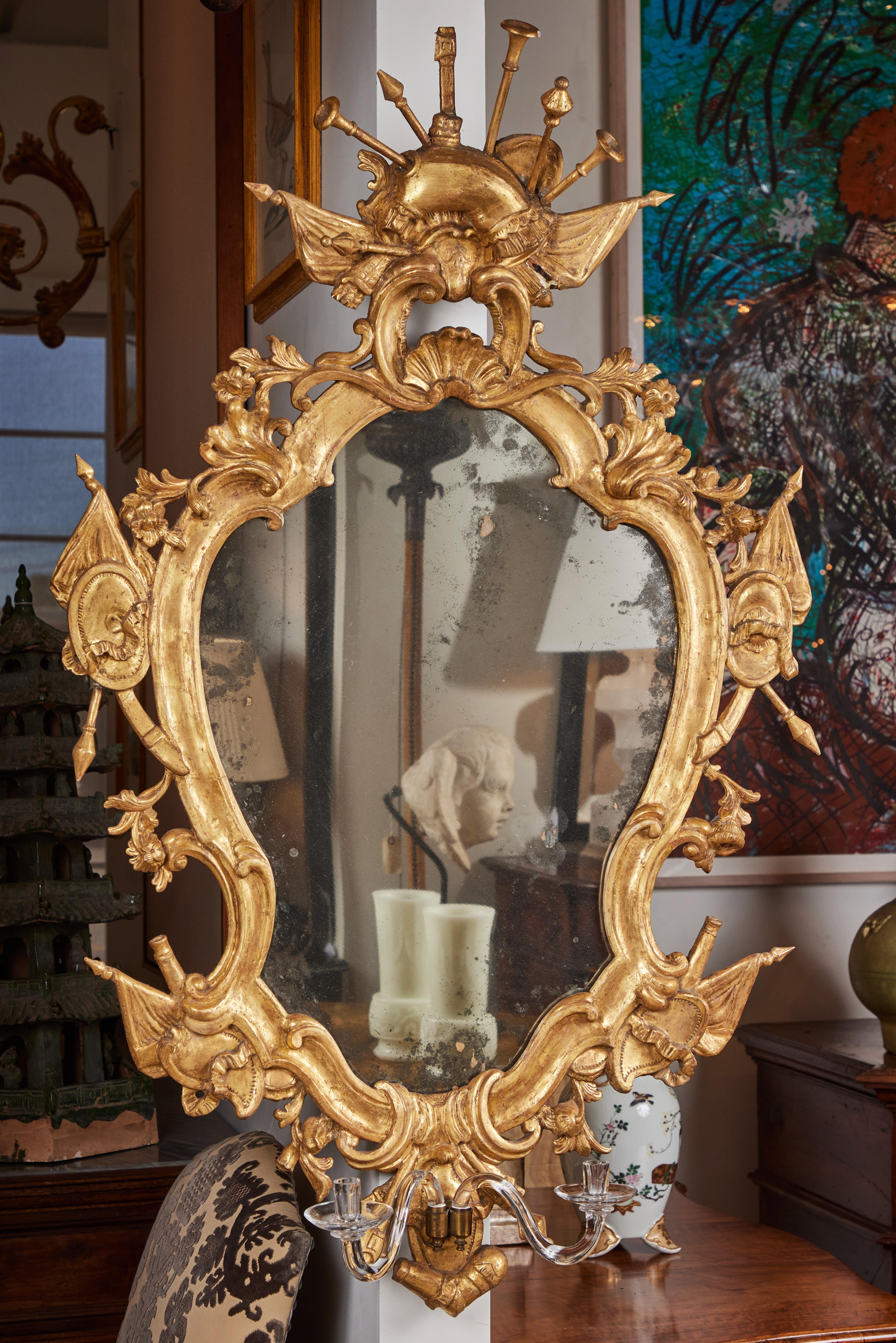 Exceptional Pair of 18th Century Girandole Mirrors For Sale 1