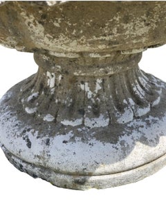 Exceptional Pair of 1950s Stone Planter Vases with Decorative Faces