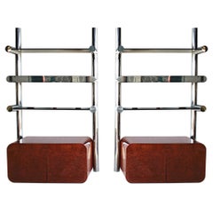 Exceptional Pair of 1970s Pace Collection Wall Mounted Shelves with Cabinets
