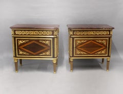 Exceptional Pair of 19th Century Gilt Bronze Mounted Commodes By Maison Millet