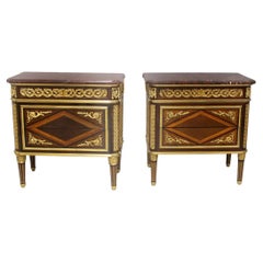 Exceptional Pair of 19th Century Gilt Bronze Mounted Commodes By Maison Millet