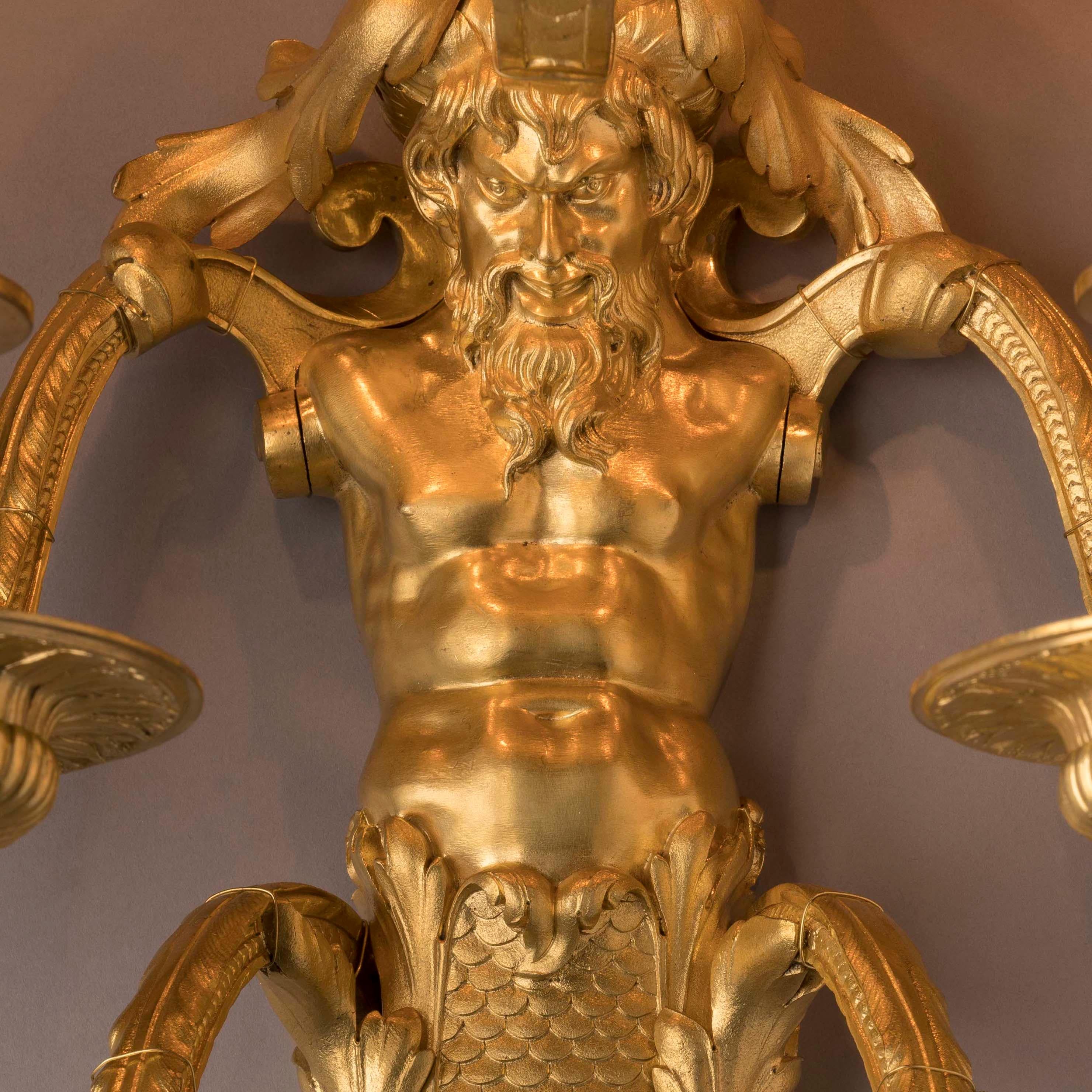 Außergewöhnliches Paar vergoldeter Bronze-Wandapplikationen aus dem 19. Jahrhundert von Henry Dasson im Zustand „Gut“ im Angebot in London, GB