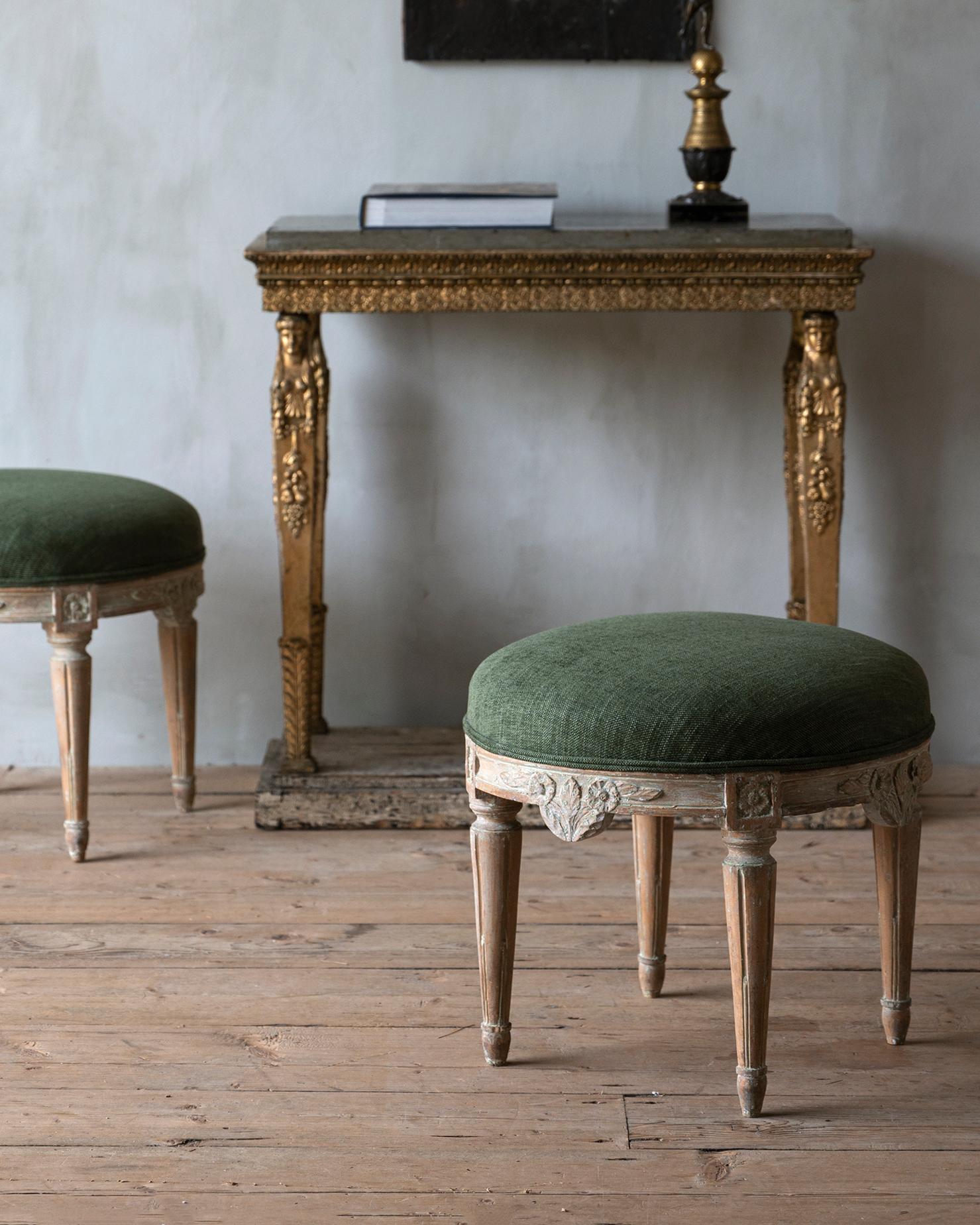 Exceptional pair of 19th Century Gustavian Stools For Sale 2