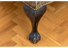 Excepcional Pareja De Antiguas Sillas De Ala De Cuero Estilo Chippendale