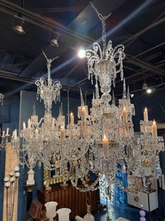 Exceptional Pair of Antique Crystal Chandeliers Attributed to Baccarat