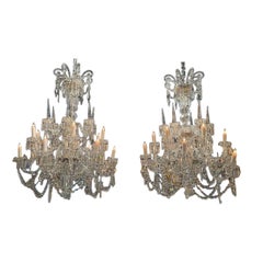 Exceptional Pair of Antique Crystal Chandeliers Attributed to Baccarat