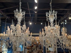 Exceptional Pair of Antique Crystal Chandeliers Attributed to Baccarat
