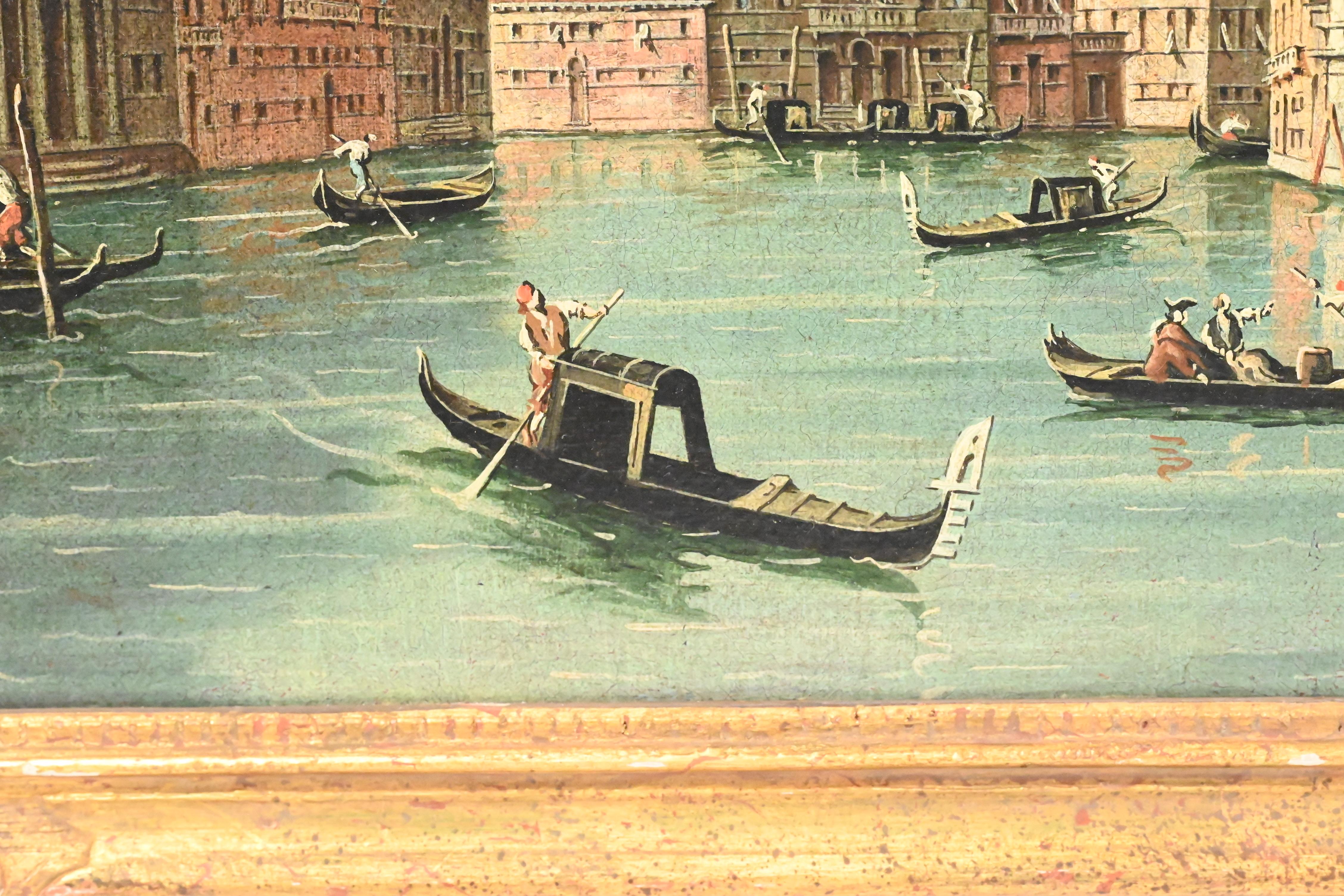 Außergewöhnliches Paar antiker venezianischer Gemälde, Öl auf Leinwand, Gemälde, Mitte des 19. Jahrhunderts  im Angebot 6