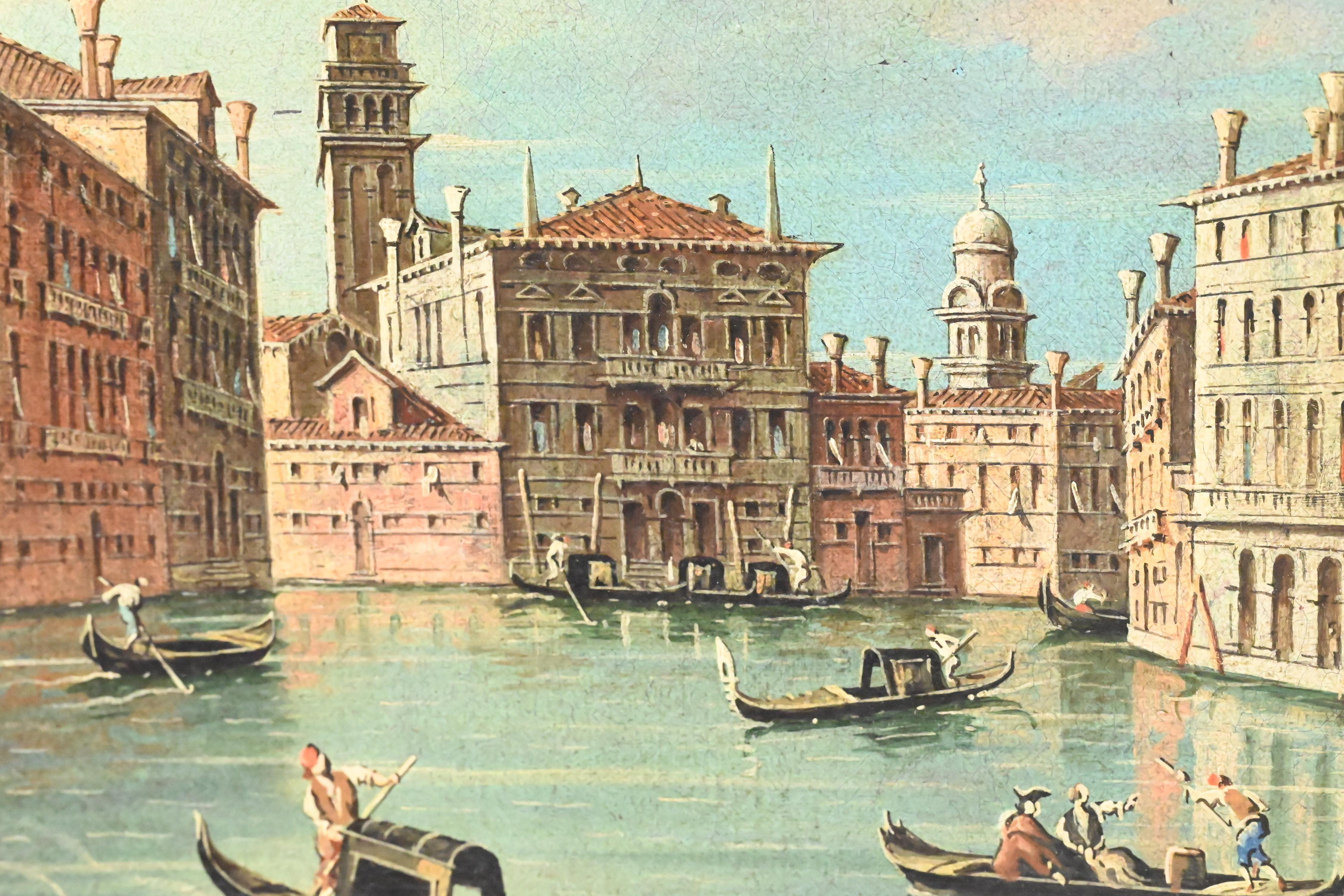 Außergewöhnliches Paar antiker venezianischer Gemälde, Öl auf Leinwand, Gemälde, Mitte des 19. Jahrhunderts  im Angebot 1