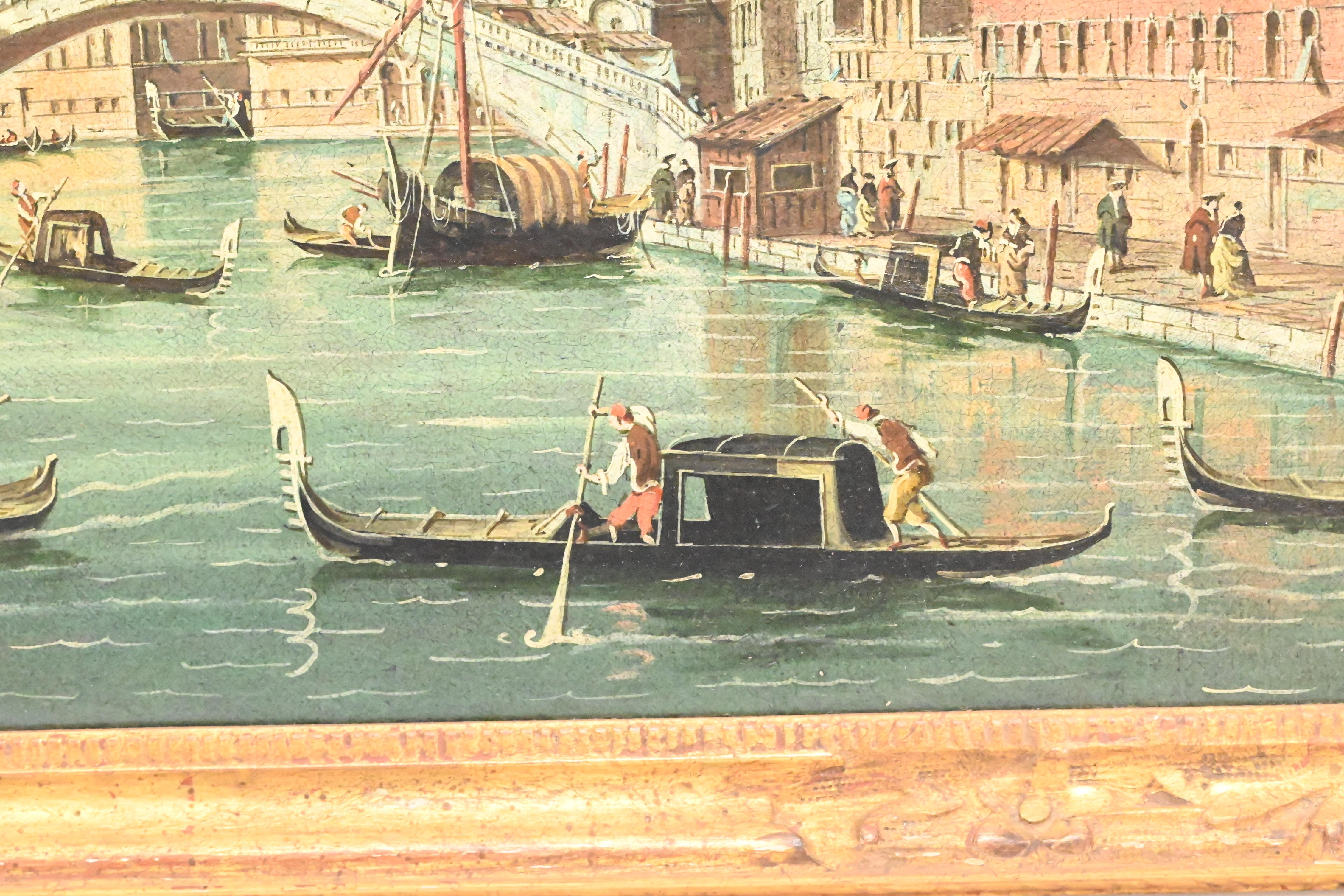 Außergewöhnliches Paar antiker venezianischer Gemälde, Öl auf Leinwand, Gemälde, Mitte des 19. Jahrhunderts  im Angebot 3