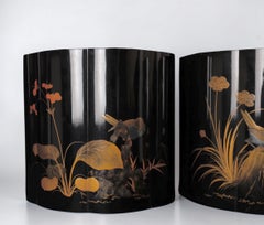 Exceptional Pair of Aristocratic Maki-e Lacquer Hibachi, Edo–Meiji Period, 19th