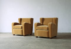 Exceptional Pair of Arm Chairs, Upholstered in Pure Mohair
