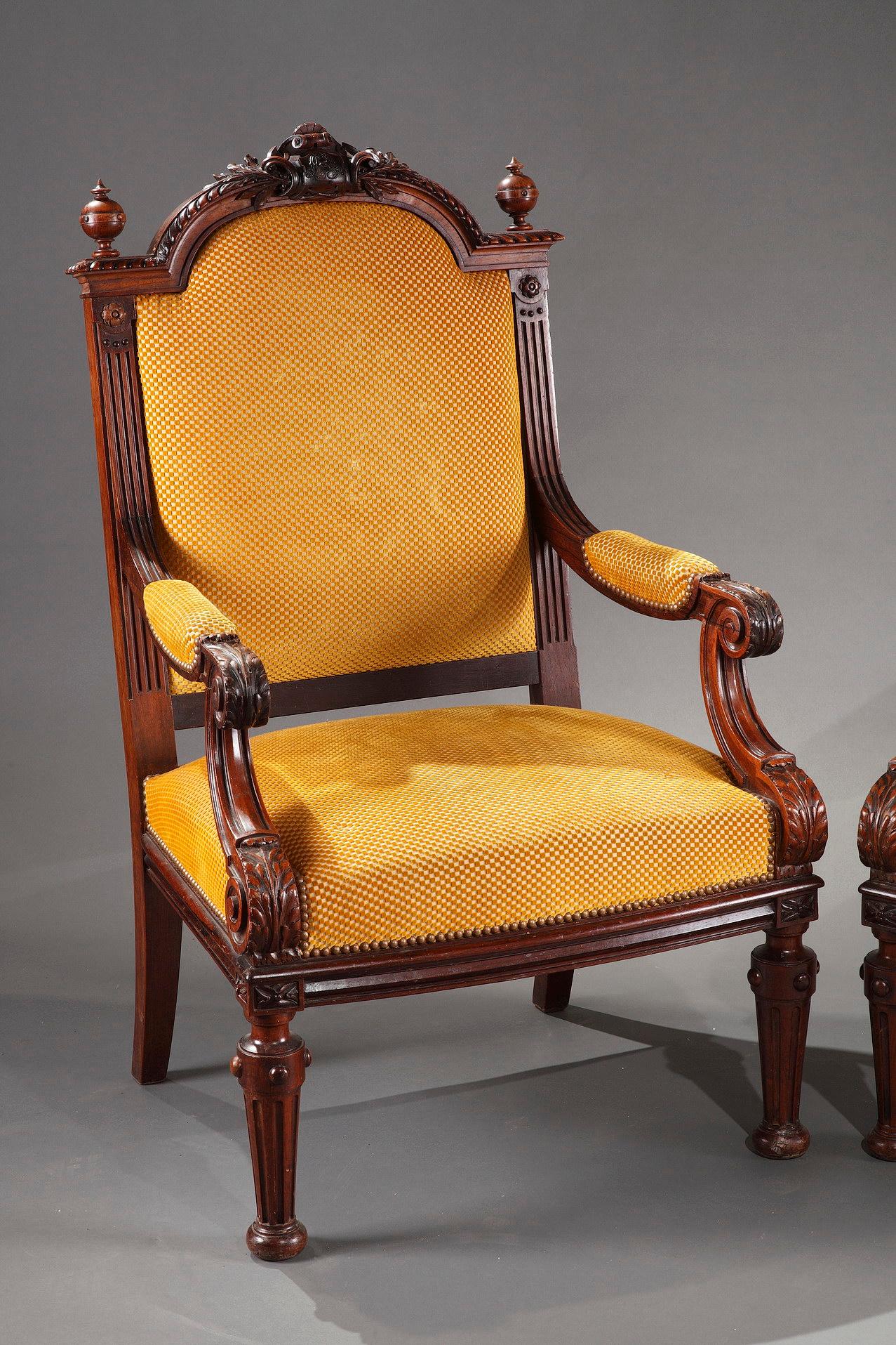 French Pair of Armchairs Attributed to H.A. Fourdinois, France, c1870 For Sale
