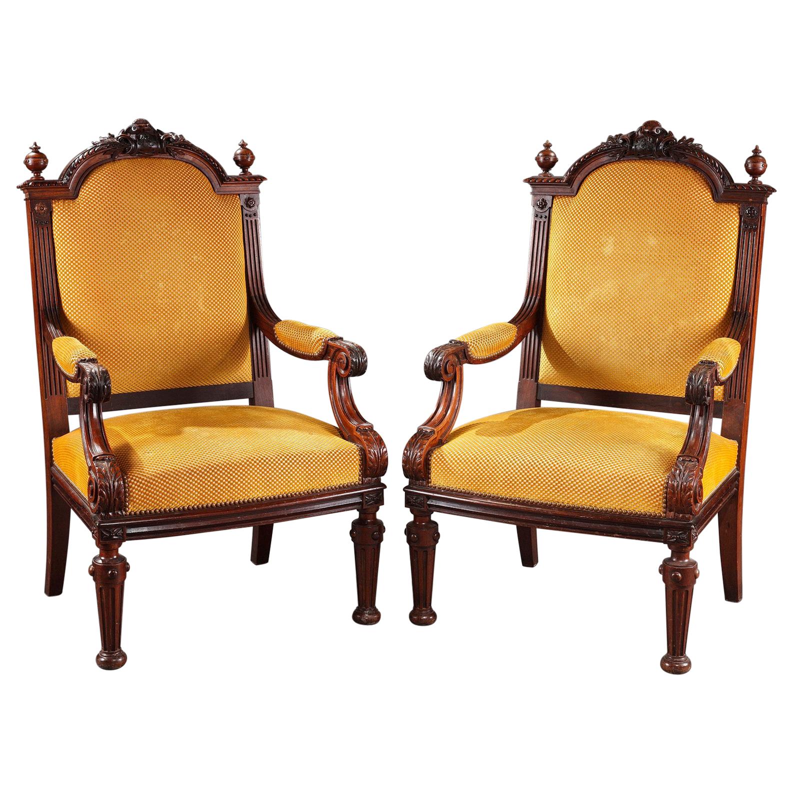 Pair of Armchairs Attributed to H.A. Fourdinois, France, c1870 For Sale