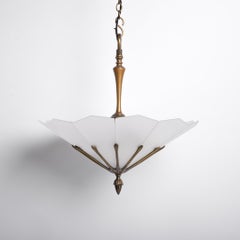 Exceptional Pair Of Art Deco Best & Lloyd Pendant Lights With Textured Glass