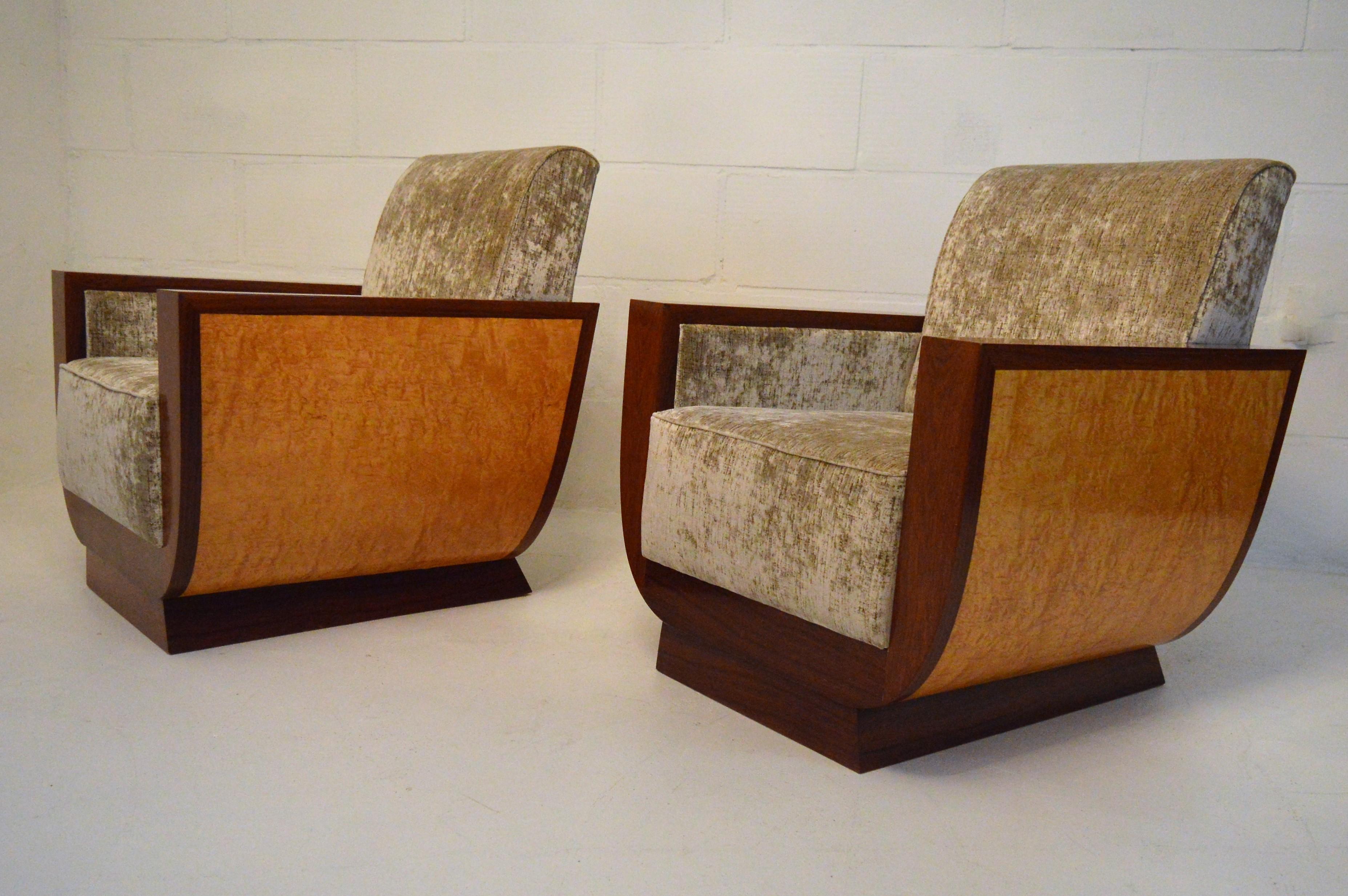 Exceptional Pair of Art Deco Fauteuils in the Manner of Dominique 1