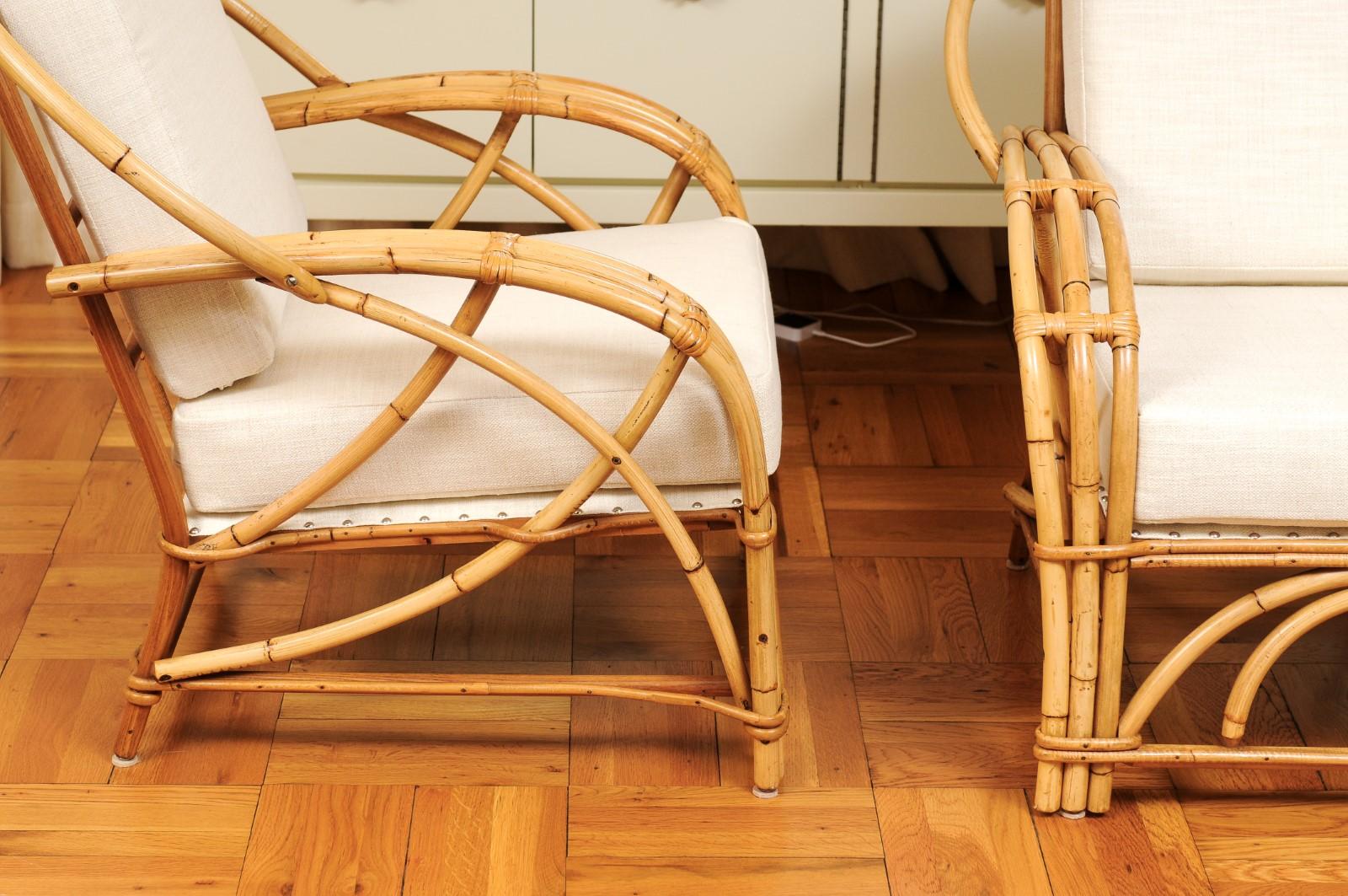 Exceptional Pair of Art Deco Rattan Loungers by Willow & Reed, circa 1945 For Sale 8