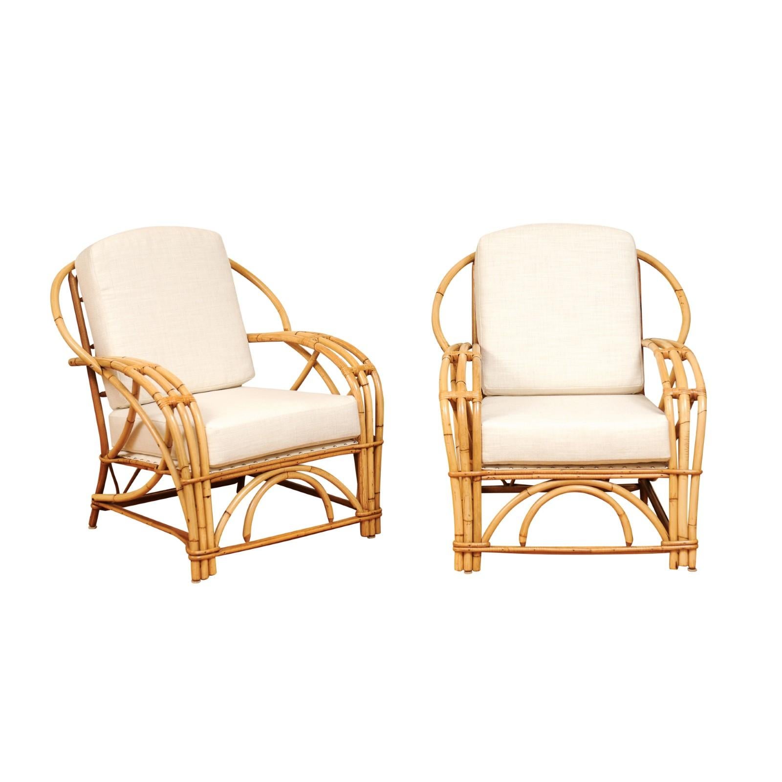 Exceptional Pair of Art Deco Rattan Loungers by Willow & Reed, circa 1945 For Sale 14