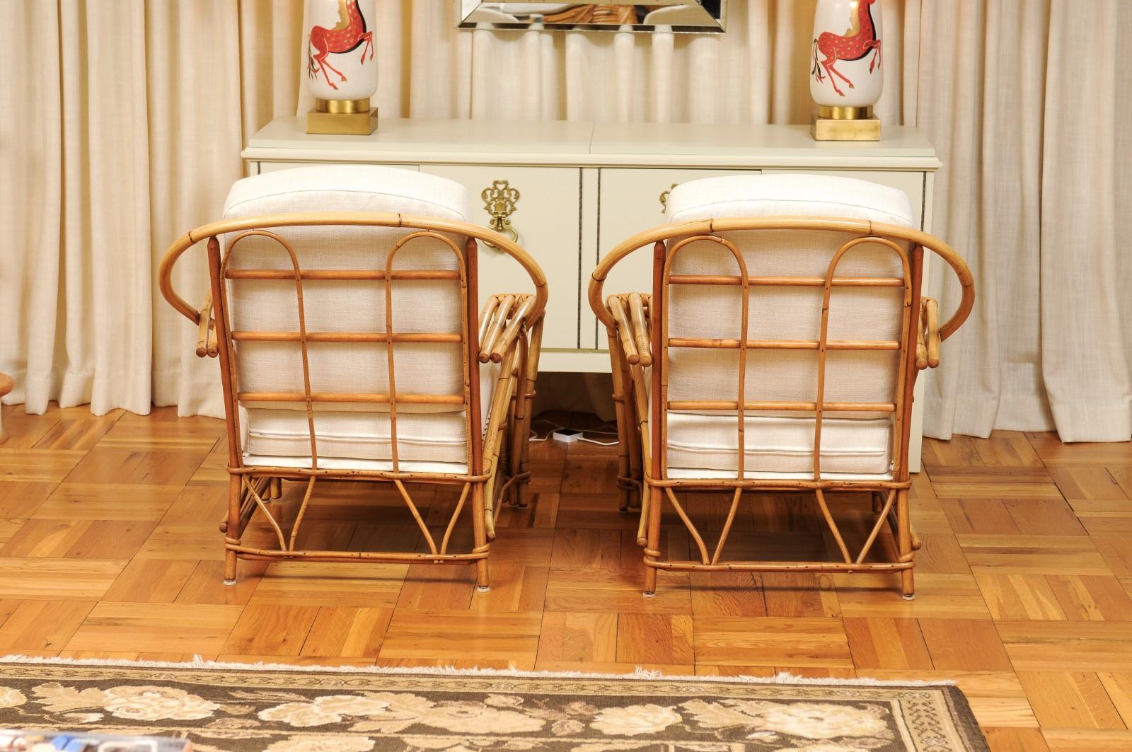 Exceptional Pair of Art Deco Rattan Loungers by Willow & Reed, circa 1945 For Sale 2