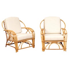 Vintage Exceptional Pair of Art Deco Rattan Loungers by Willow & Reed, circa 1945