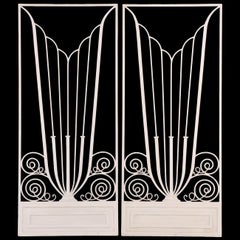 Exceptional Pair of Art Deco Style Iron Door Panels.