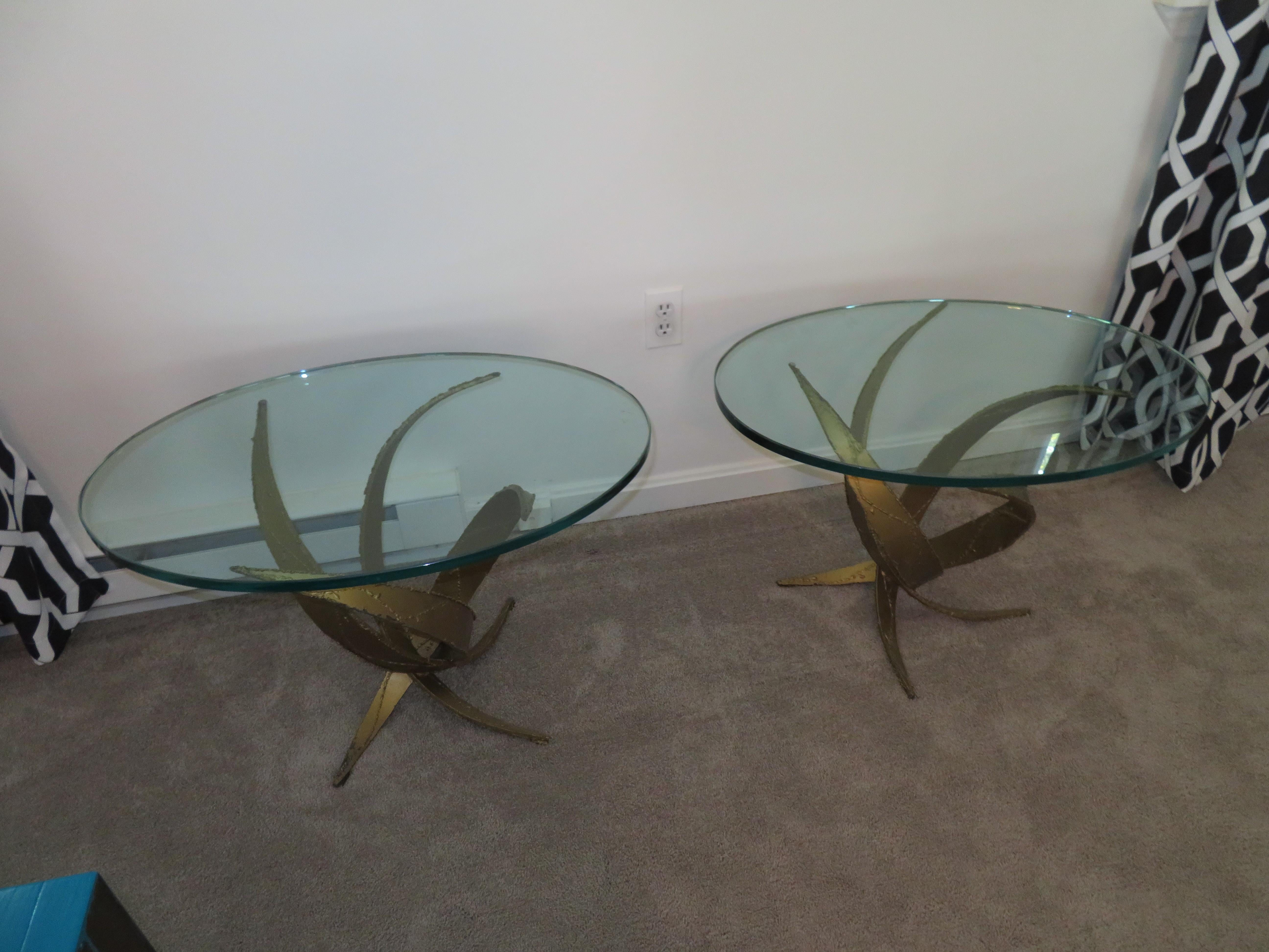 Steel Exceptional Pair of Brutalist Side End Tables Silas Seandel style Mid-Century For Sale