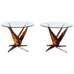 Exceptional Pair of Brutalist Side Tables by Silas Seandel