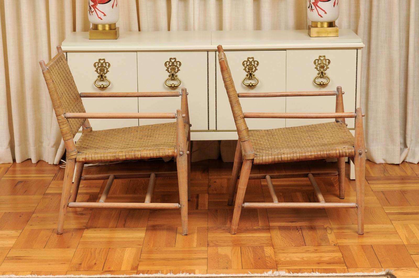 Exceptionnelle paire de chaises longues en OakCA par Russel Wright, vers 1940 en vente 4