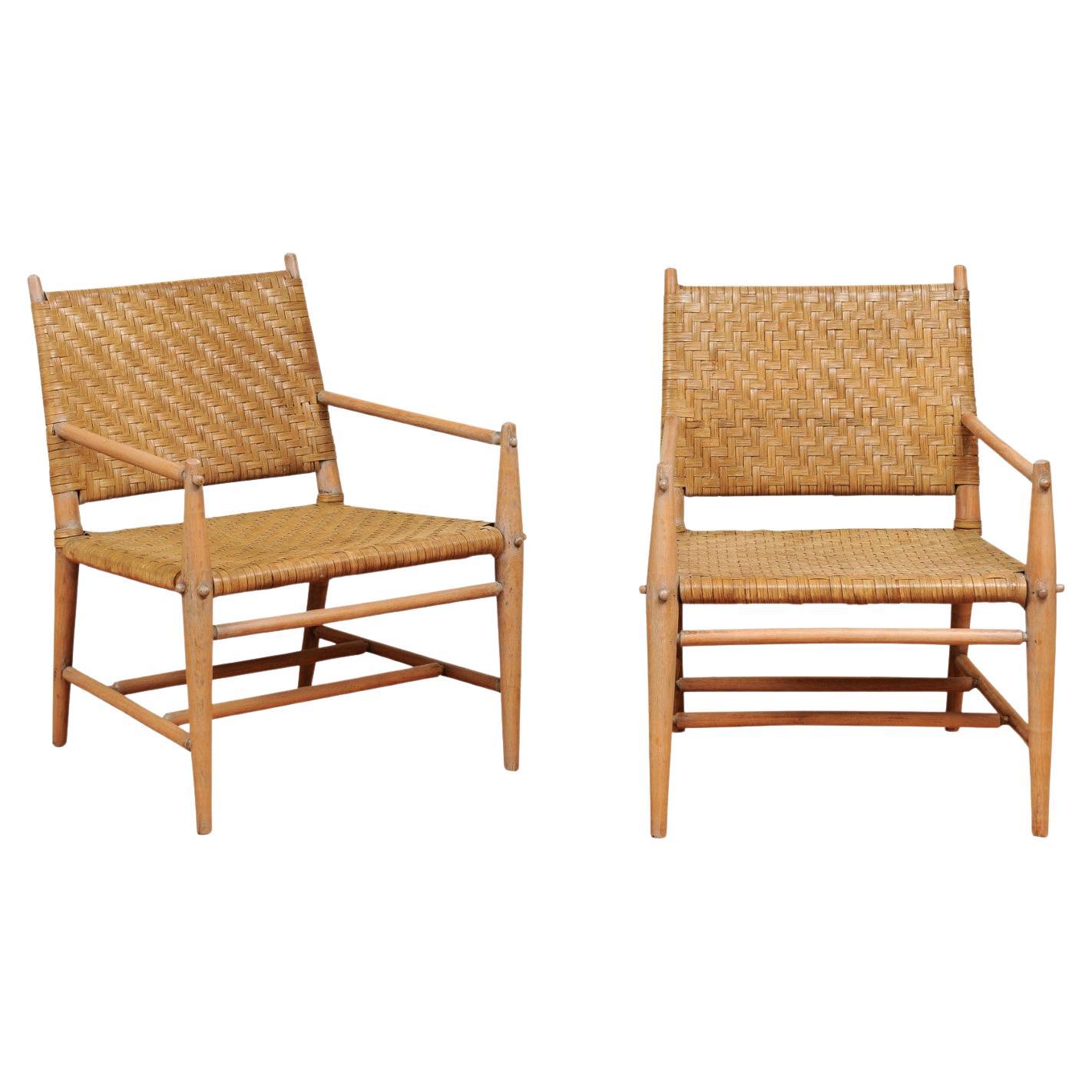 Exceptionnelle paire de chaises longues en OakCA par Russel Wright, vers 1940