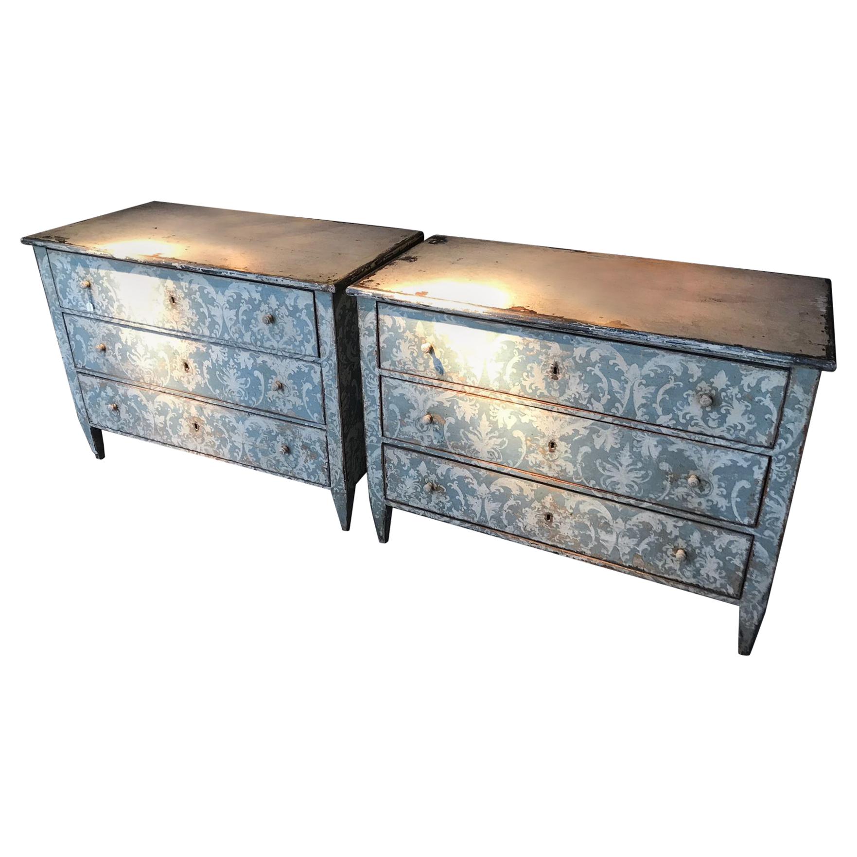 Stunning Pair of Chest of Drawers, Spain, painted in Grey and Beige