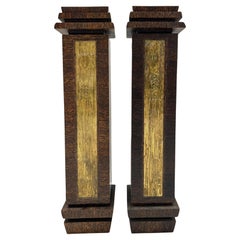 Paire Exceptionnelle de Colonnes "Cubisantes" Bois de Palmier - 1930